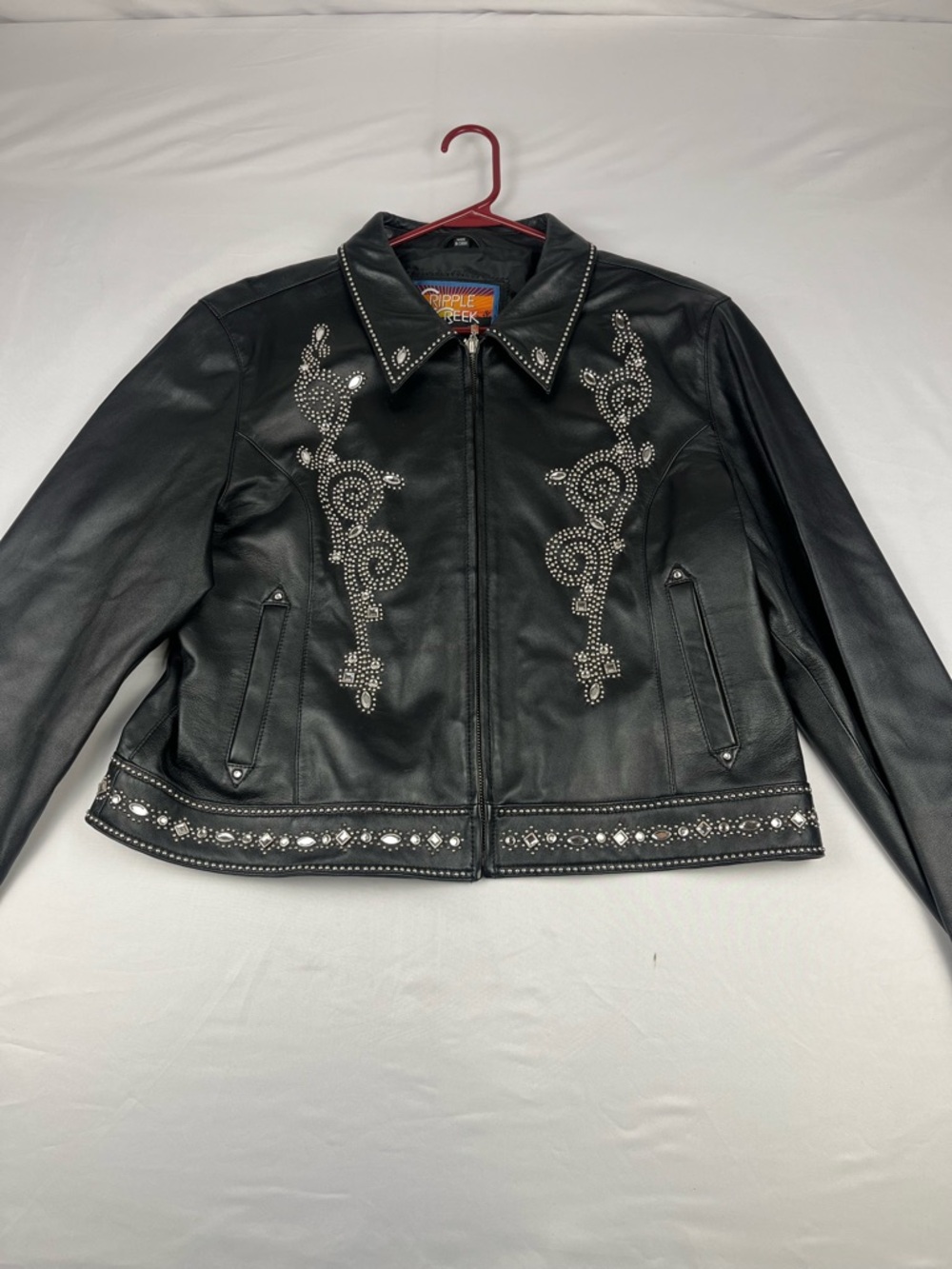 Cripple Creek Genuine Leather Jacket Women’s Studded Western Biker Black XXL - Picture 2 of 7